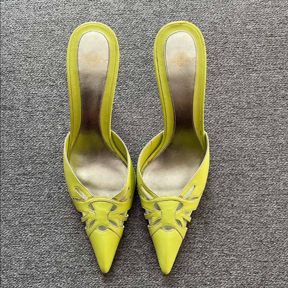 Lime green slip in heels